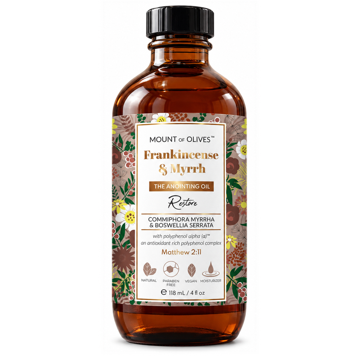 Mount of Olives Frankincense & Myrrh Anointing Oil, 4 fl oz bottle