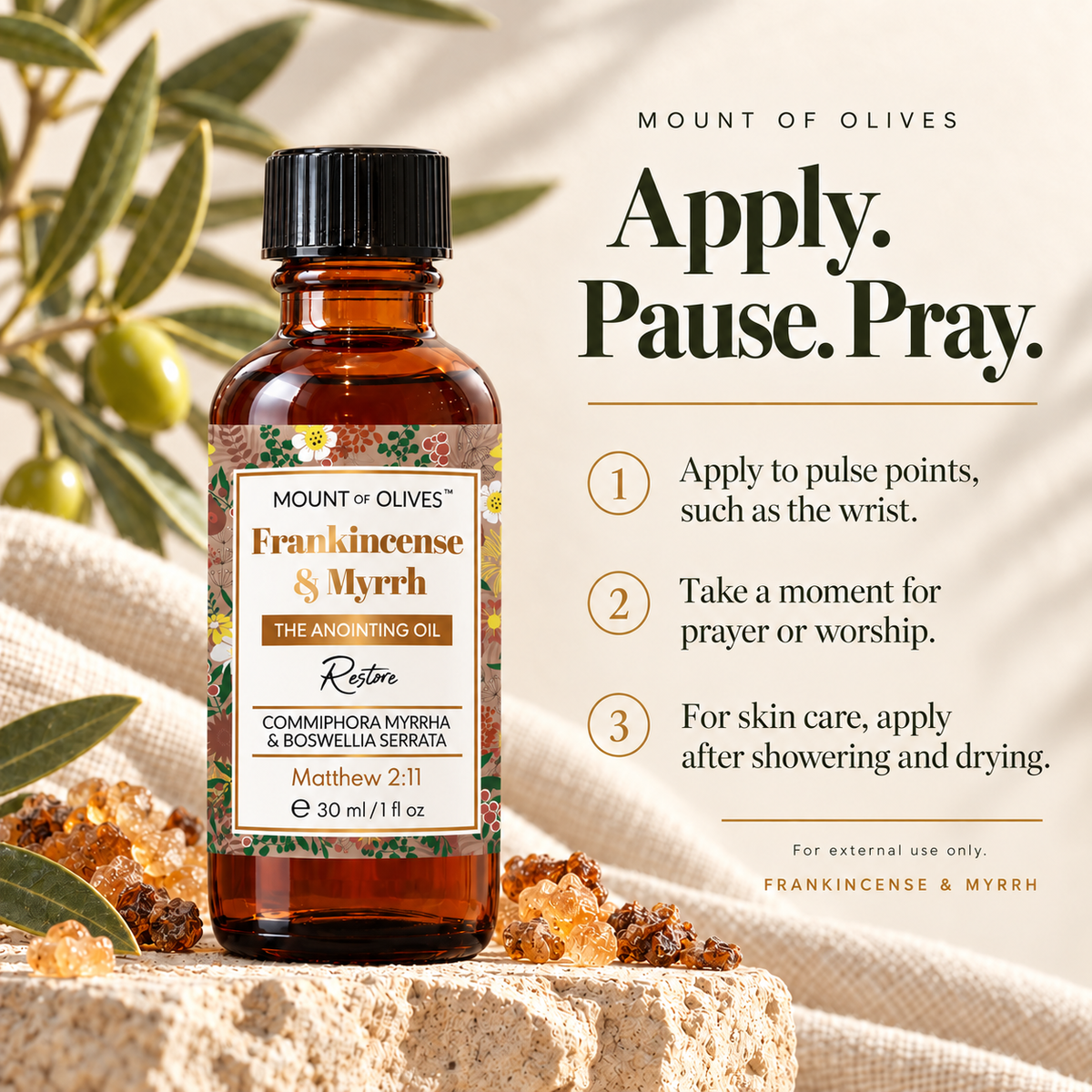 Frankincense & Myrrh Anointing Oil: how to use